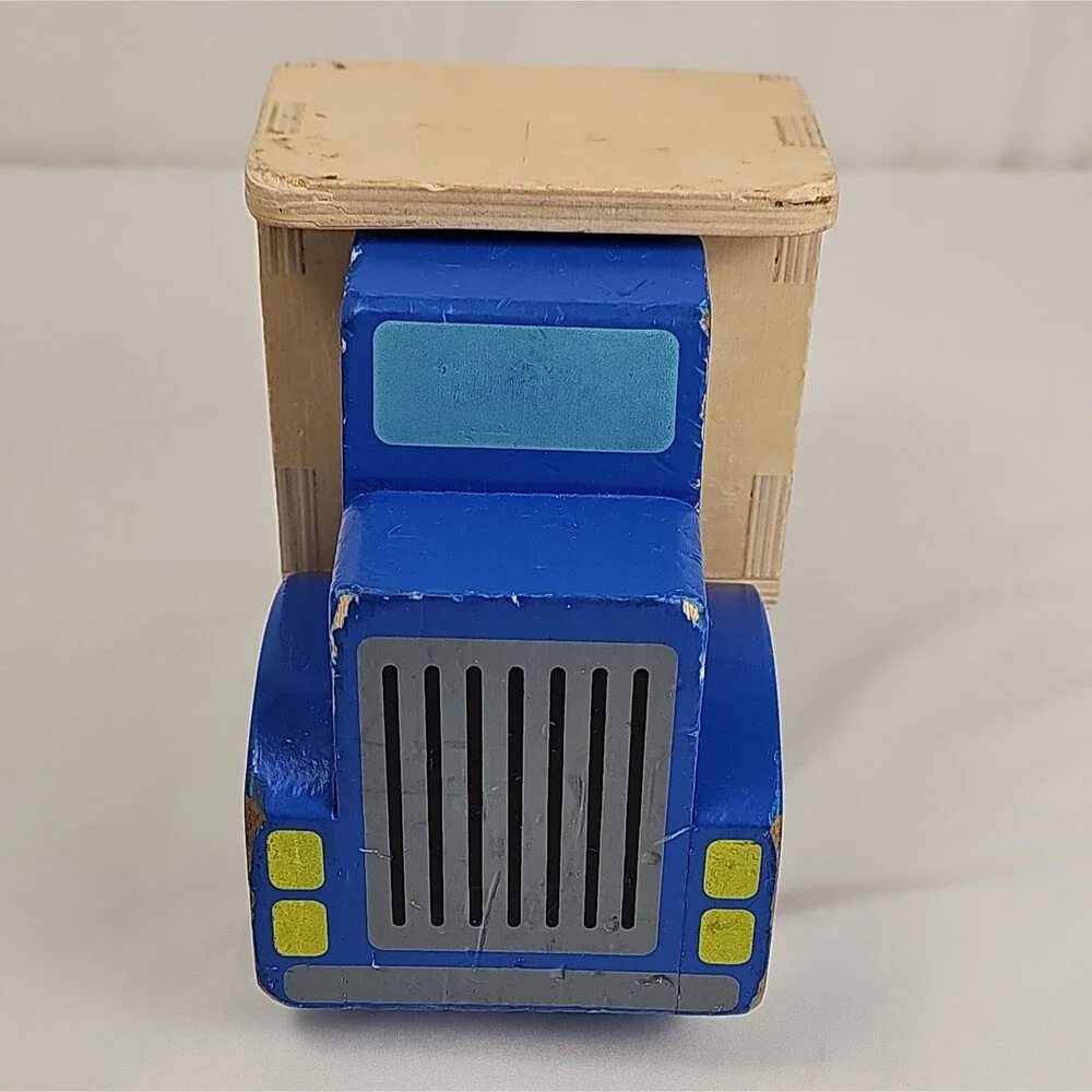 Melissa & Doug Wooden Blue Dump Truck Construction Vehicle Toy Vintage Style